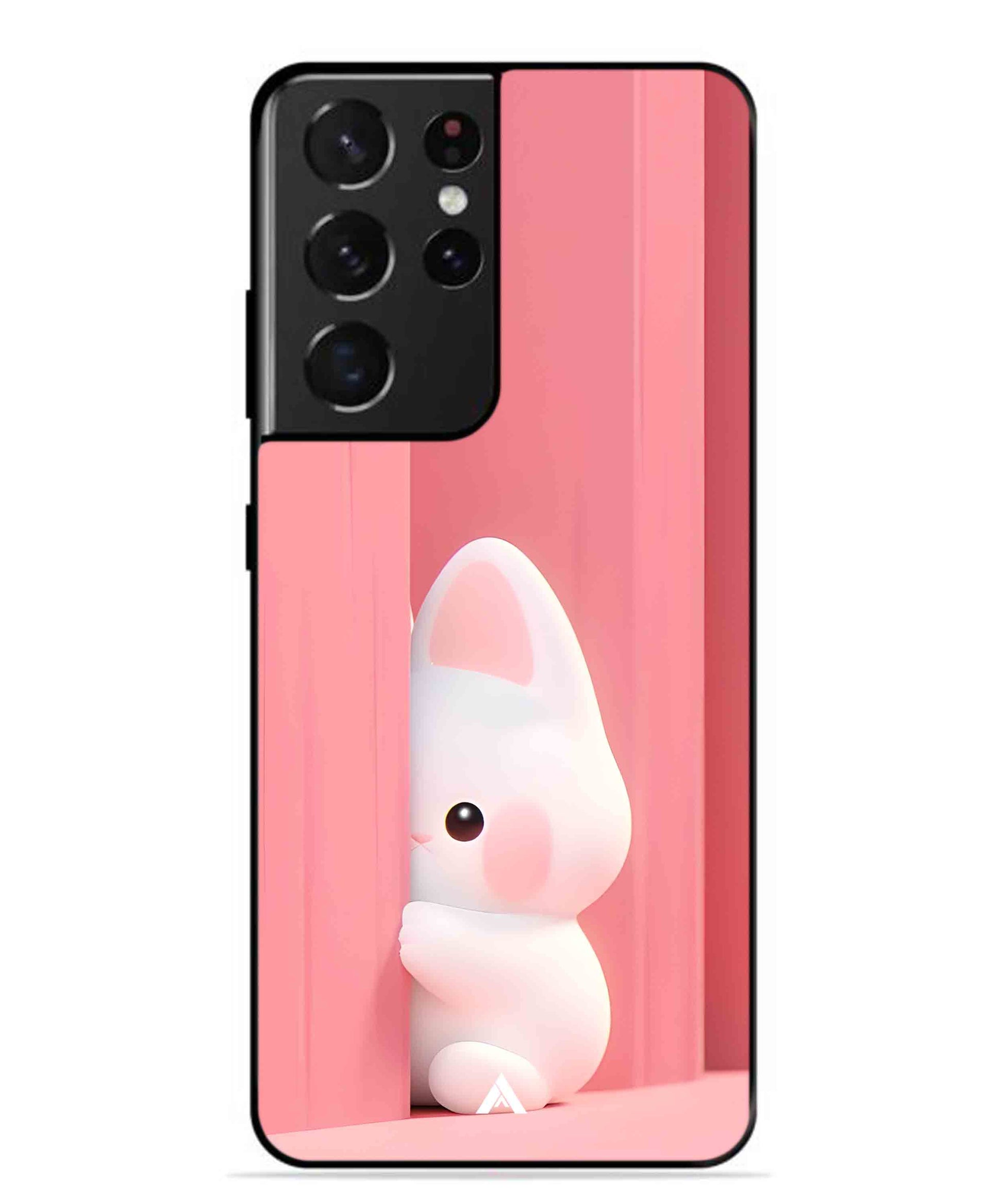 Pink Bunny Metal Back Cover Phone Case for Samsung Galaxy S21 Ultra