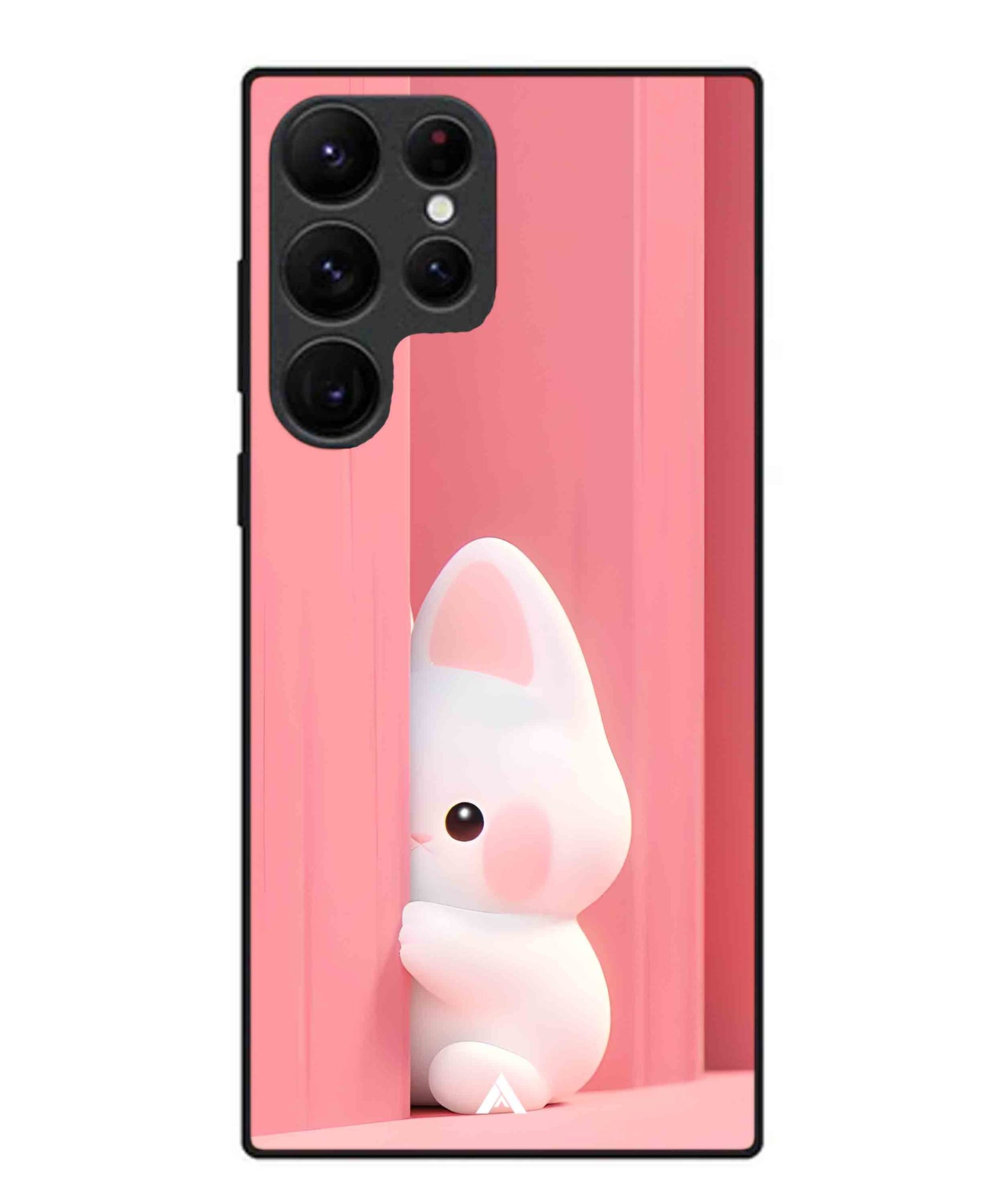 Pink Bunny Metal Back Cover Phone Case for Samsung Galaxy S22 Ultra