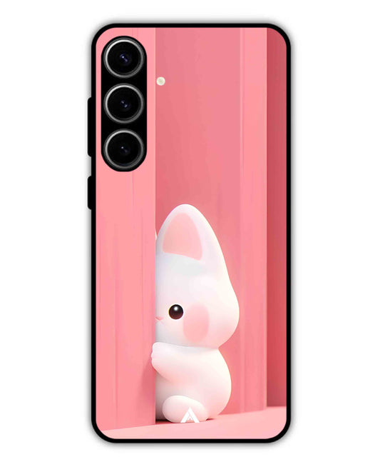 Pink Bunny Metal Back Cover Phone Case for Samsung Galaxy S23 Plus