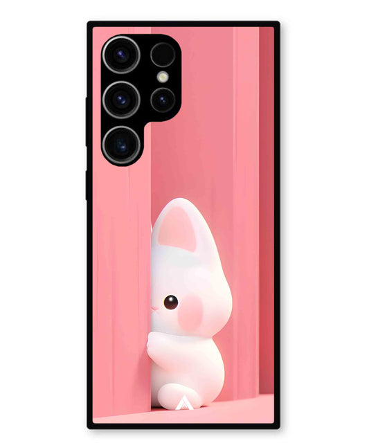 Pink Bunny Metal Back Cover Phone Case for Samsung Galaxy S23 Ultra