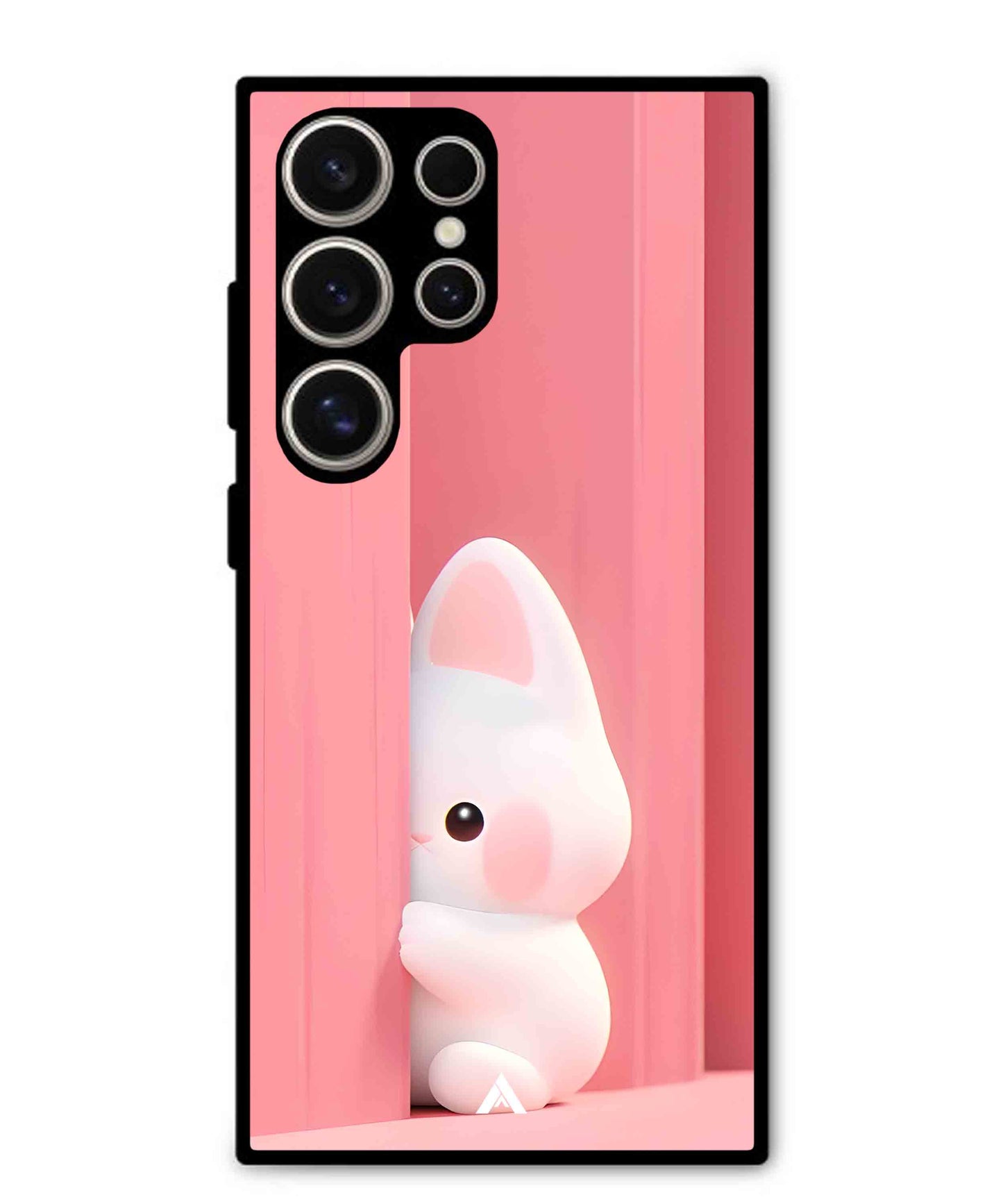 Pink Bunny Metal Back Cover Phone Case for Samsung Galaxy S24 Ultra