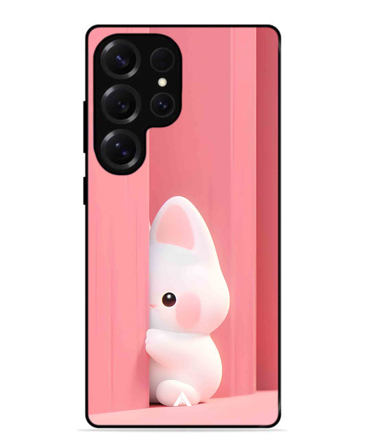 Pink Bunny Metal Back Cover Phone Case for Samsung Galaxy S25 Ultra
