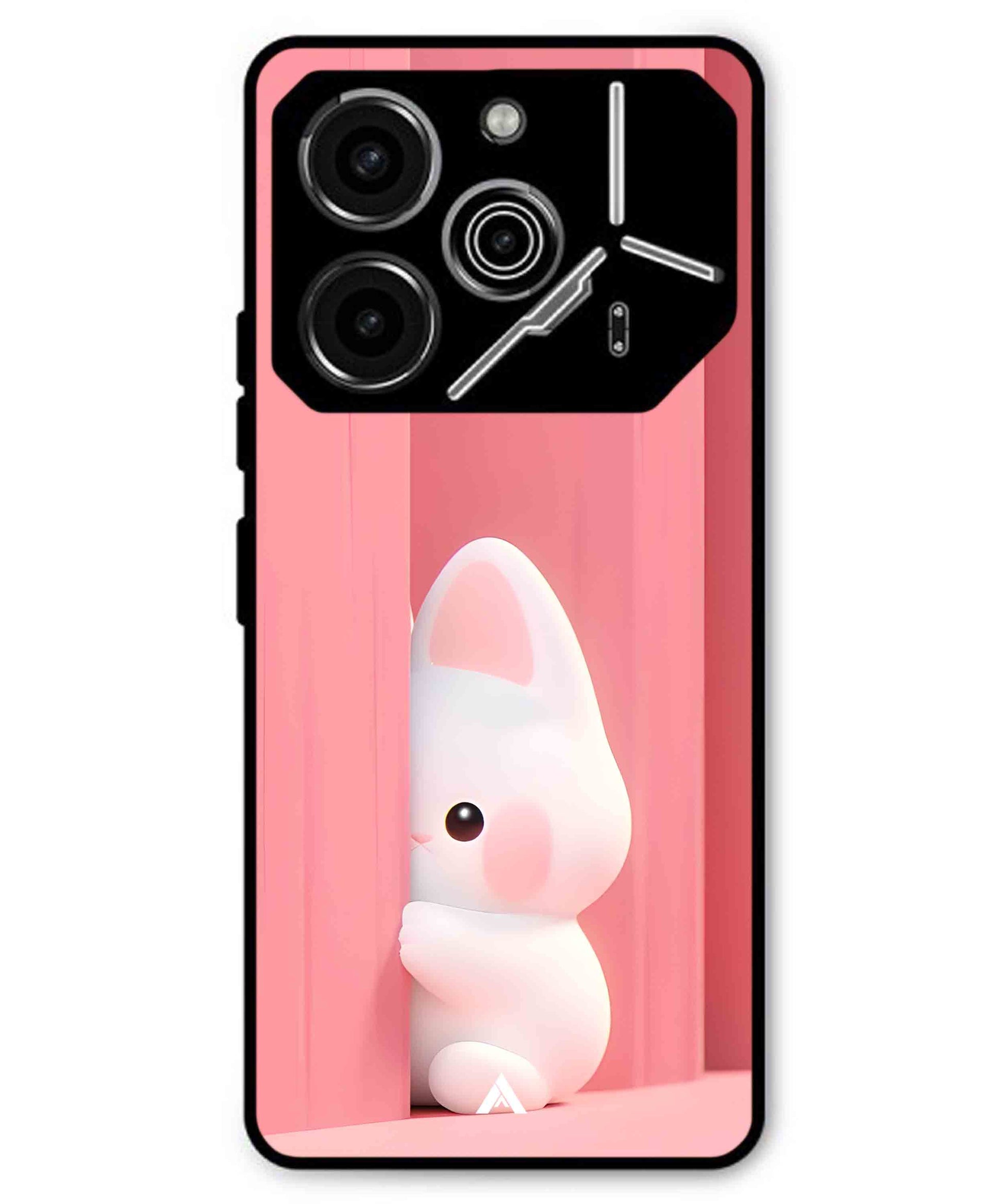Pink Bunny Metal Back Cover Phone Case for Tecno Pova 6 Pro