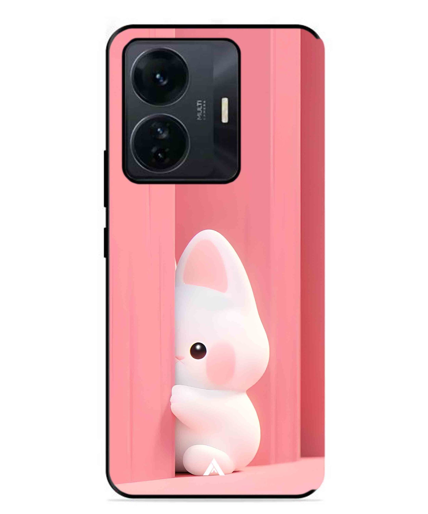 Pink Bunny Metal Back Cover Phone Case for Vivo T1 Pro