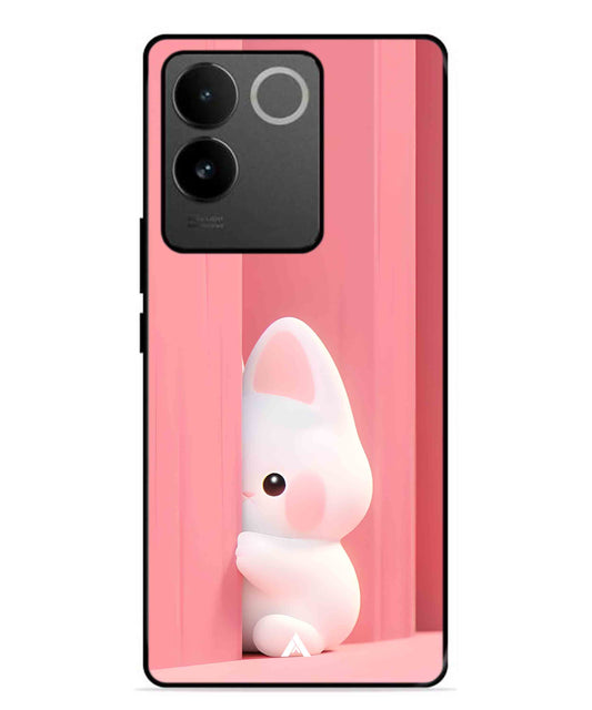 Pink Bunny Metal Back Cover Phone Case for Vivo T2 Pro