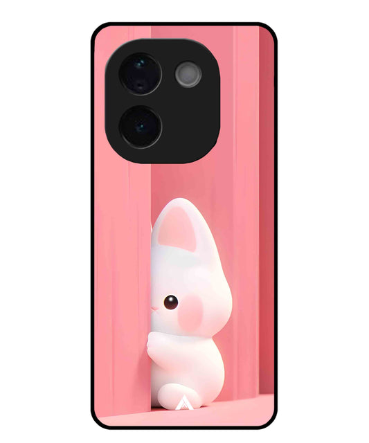 Pink Bunny Metal Back Cover Phone Case for Vivo T3 Pro