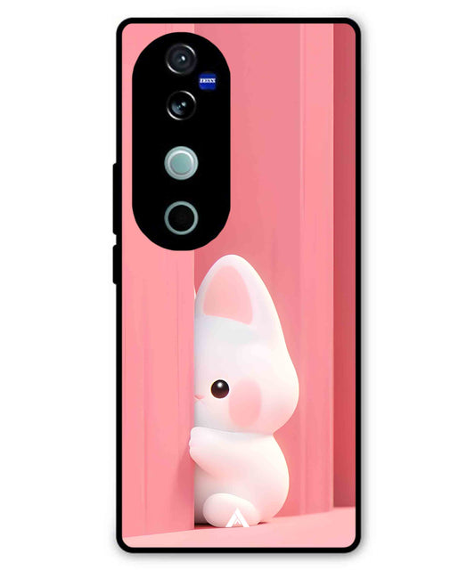 Pink Bunny Metal Back Cover Phone Case for Vivo T3 Ultra