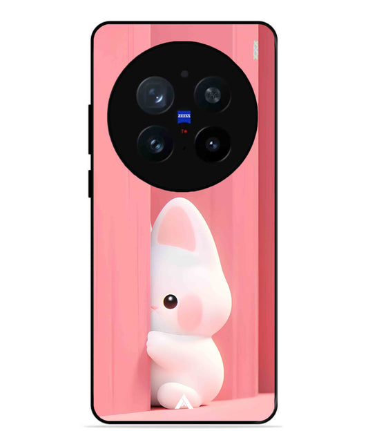 Pink Bunny Metal Back Cover Phone Case for Vivo X200 Pro