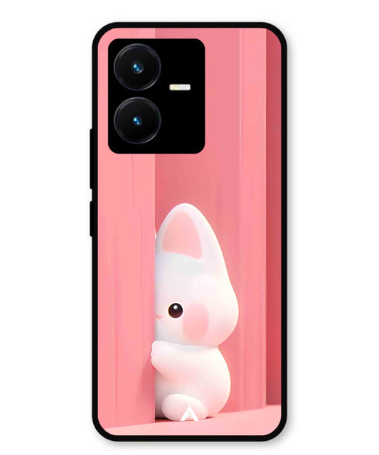 Pink Bunny Metal Back Cover Phone Case for Vivo Y22