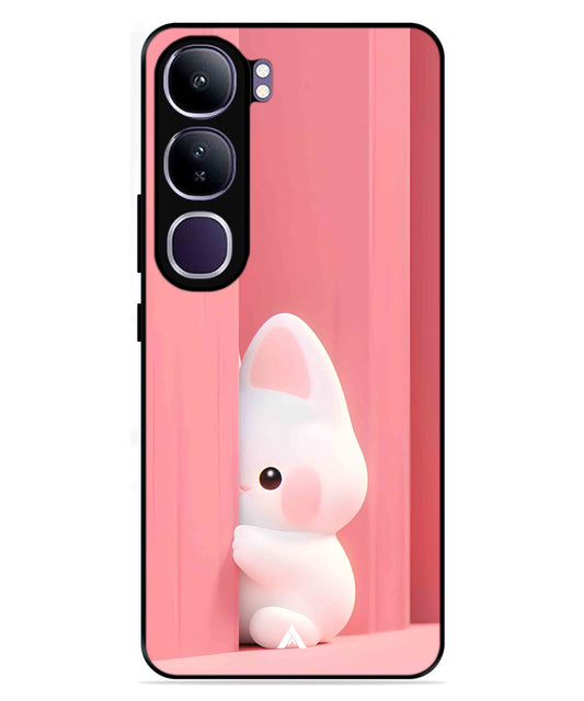 Pink Bunny Metal Back Cover Phone Case for Vivo Y300