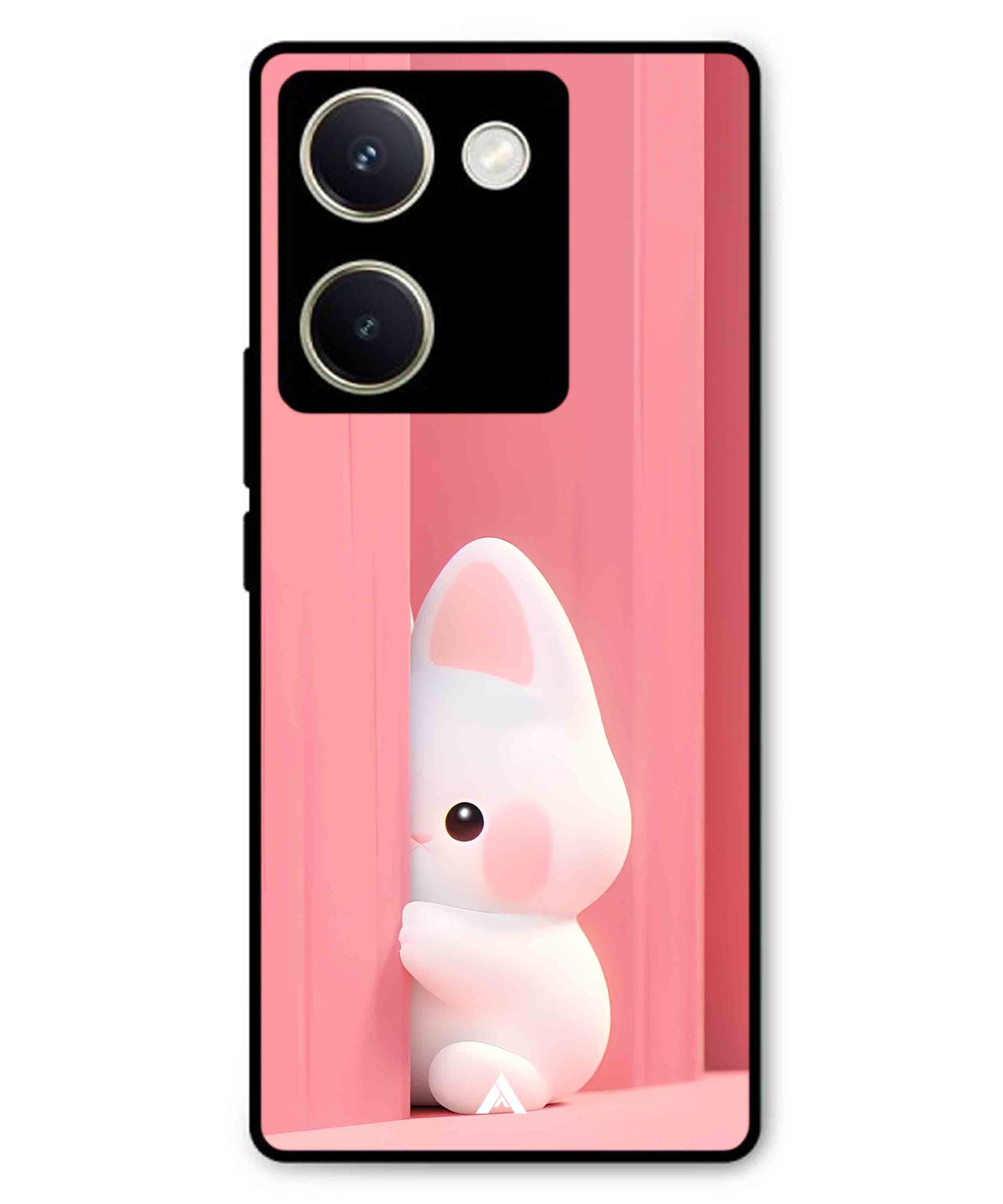 Pink Bunny Metal Back Cover Phone Case for Vivo Y300 Plus