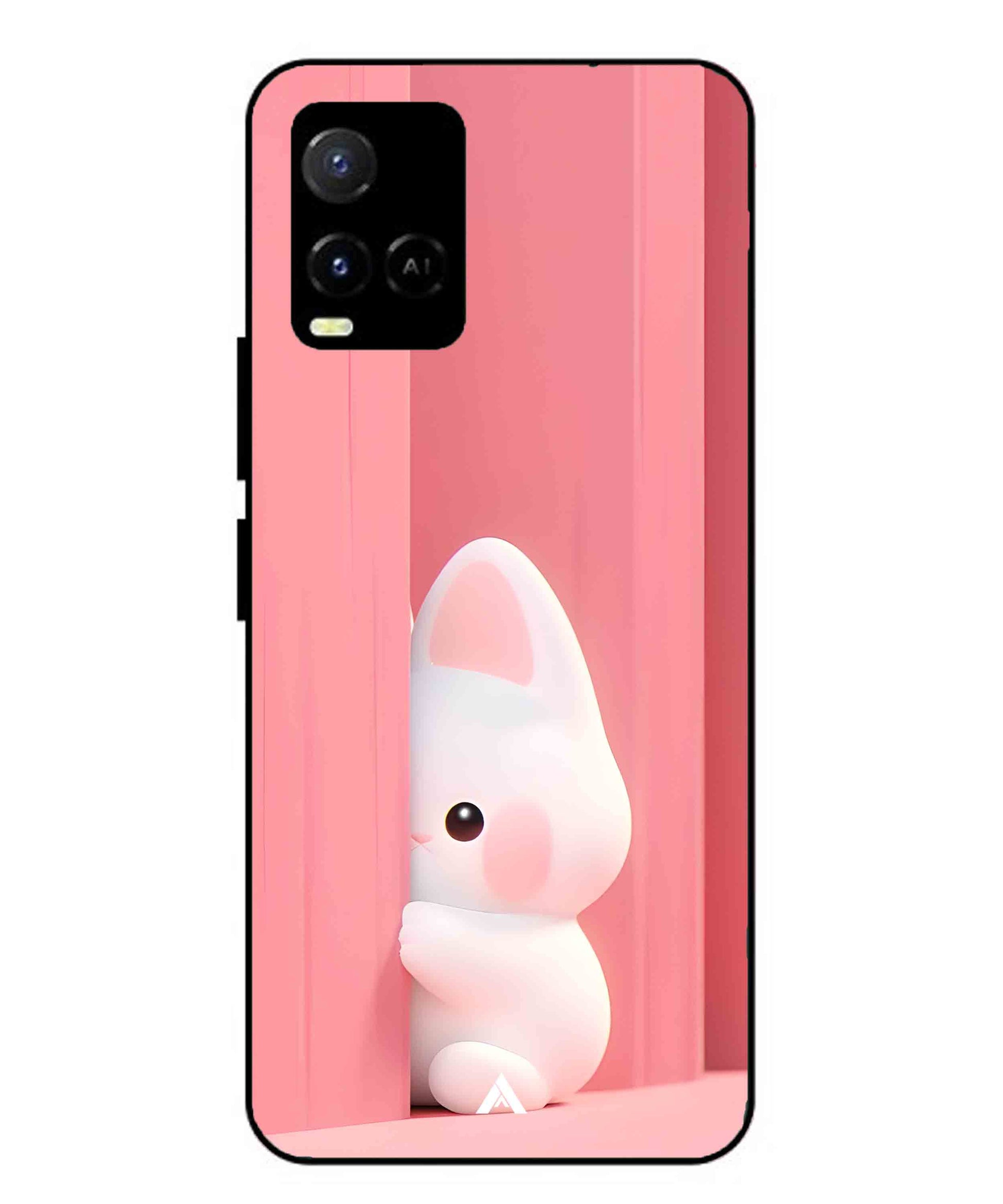 Pink Bunny Metal Back Cover Phone Case for Vivo Y33s