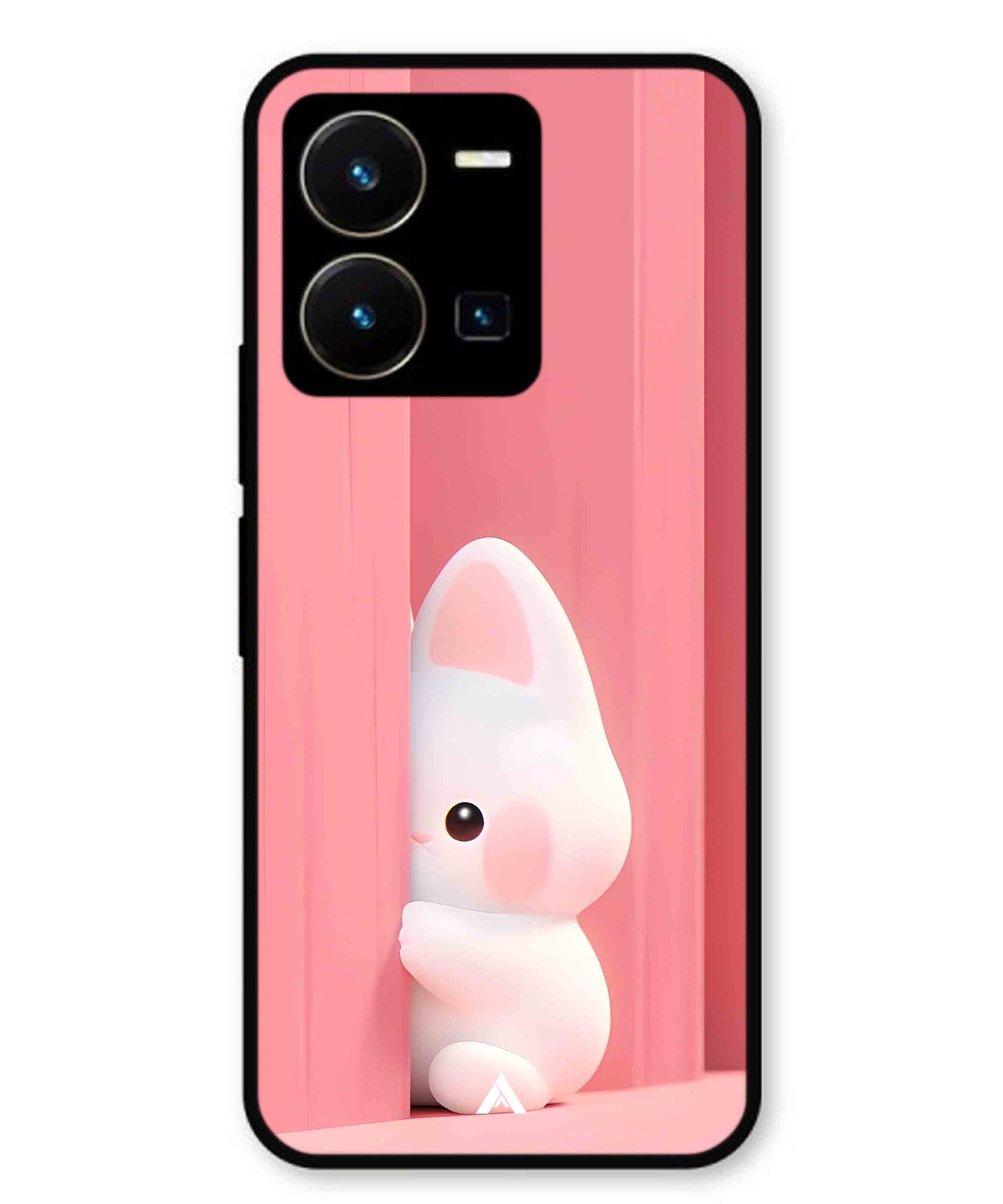 Pink Bunny Metal Back Cover Phone Case for Vivo Y35
