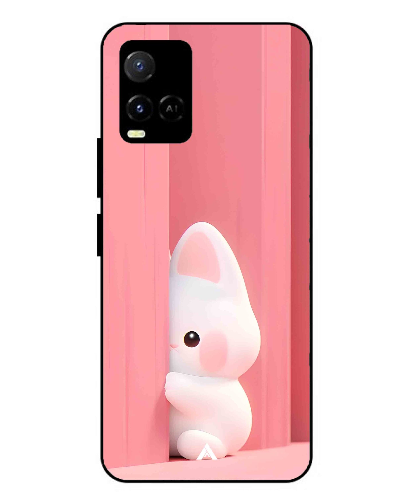 Pink Bunny Metal Back Cover Phone Case for Vivo Y36