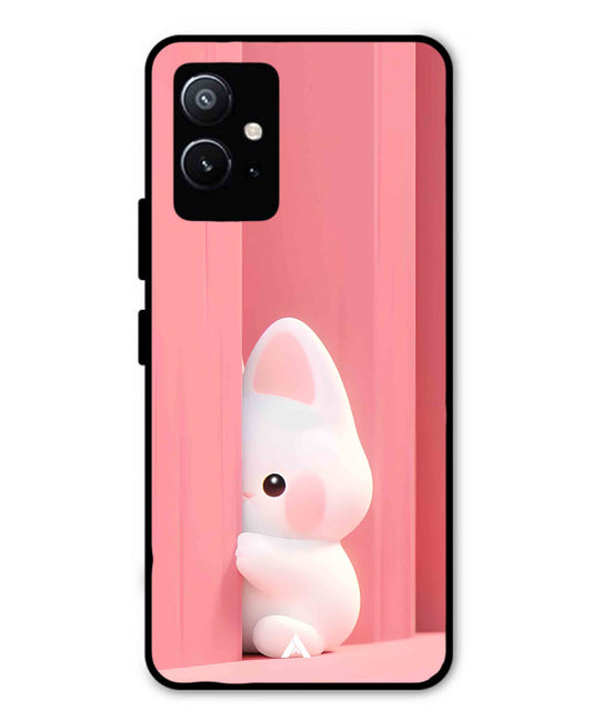 Pink Bunny Metal Back Cover Phone Case for Vivo Y75 5G