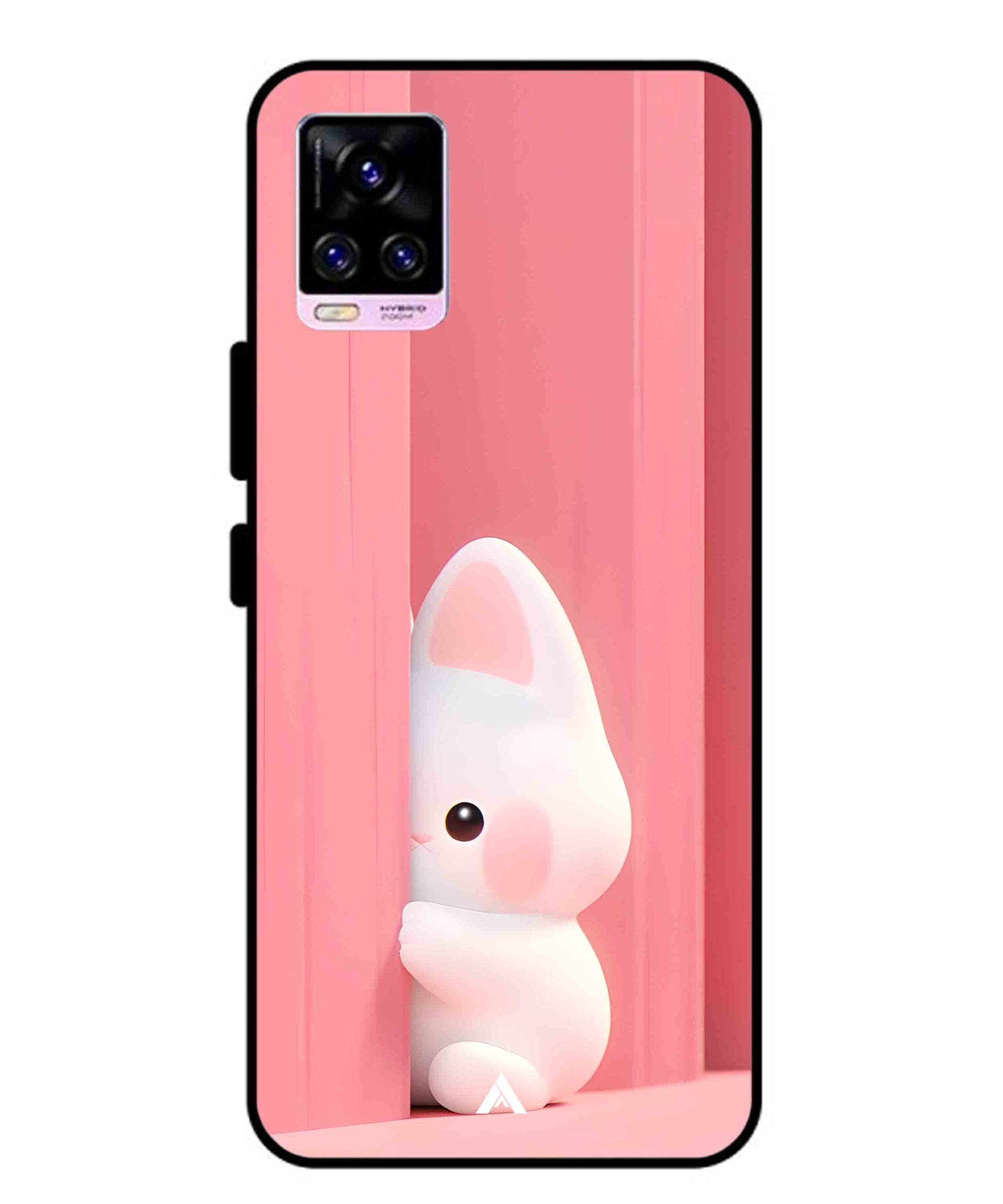 Pink Bunny Metal Back Cover Phone Case for Vivo v20 Pro