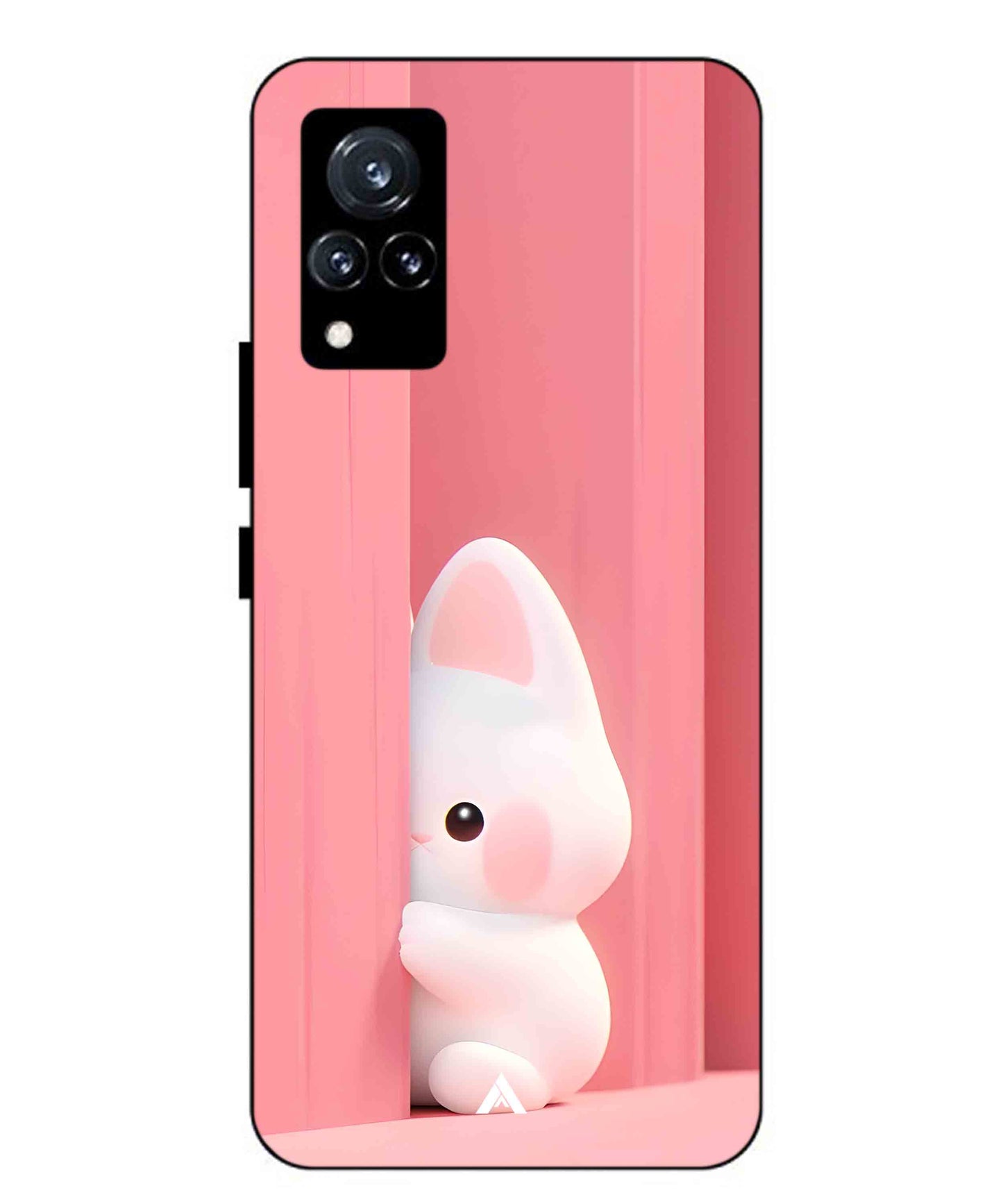 Pink Bunny Metal Back Cover Phone Case for Vivo v21