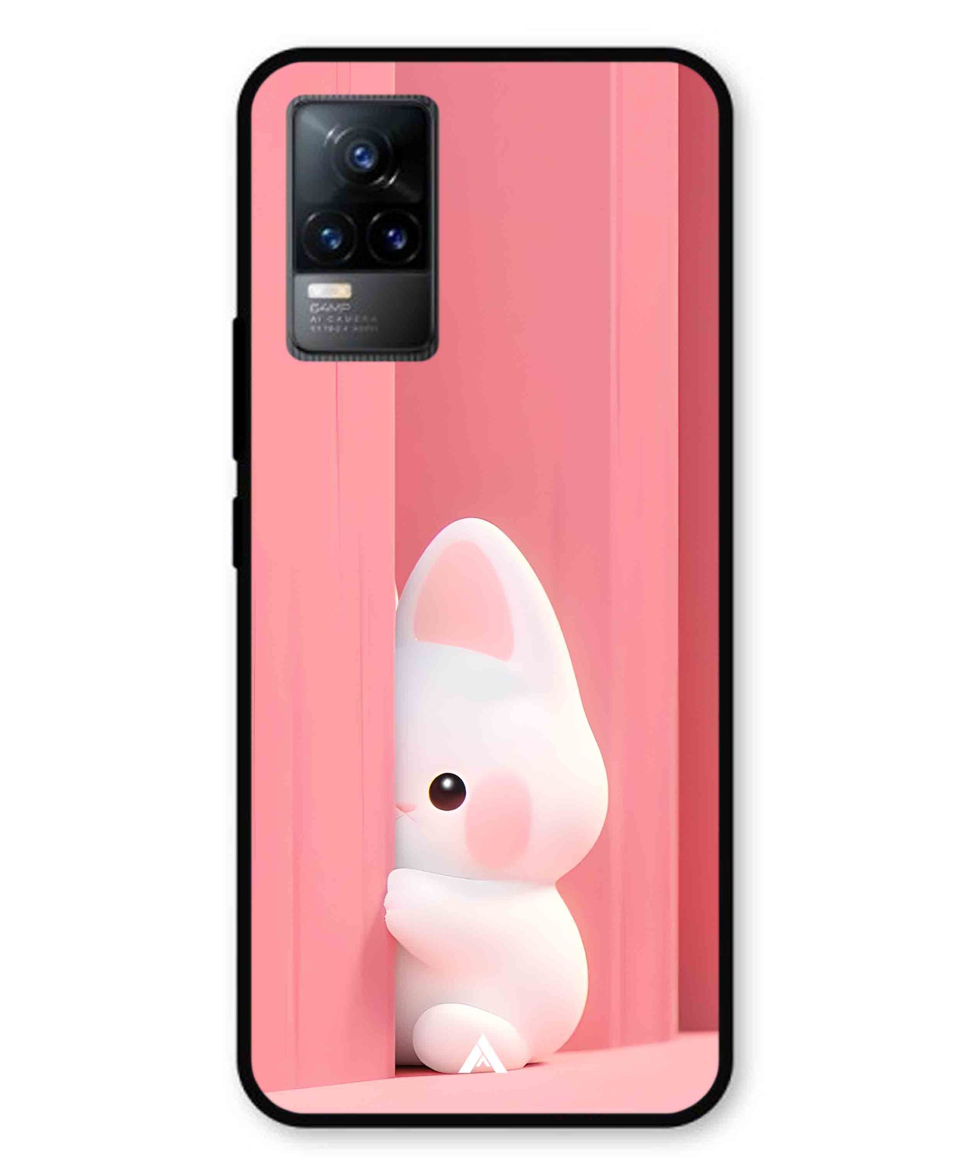 Pink Bunny Metal Back Cover Phone Case for Vivo v21e 4G