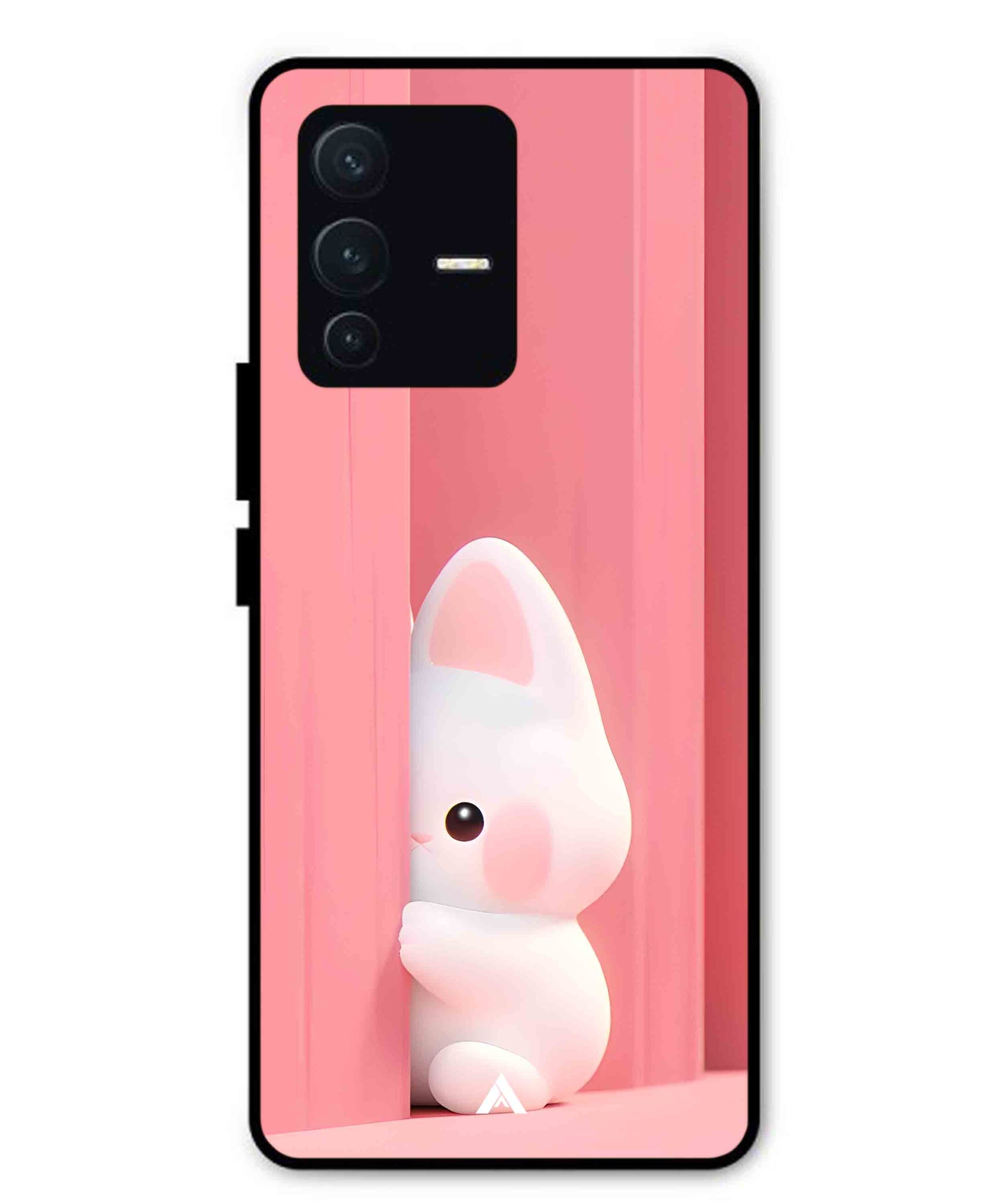 Pink Bunny Metal Back Cover Phone Case for Vivo v23 Pro