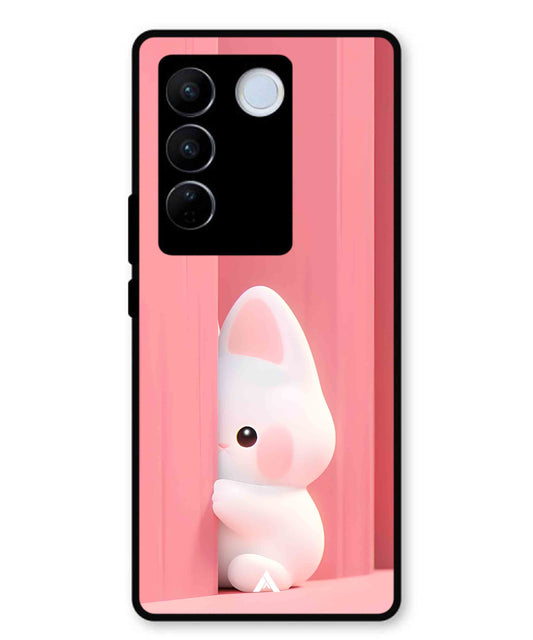 Pink Bunny Metal Back Cover Phone Case for Vivo v27
