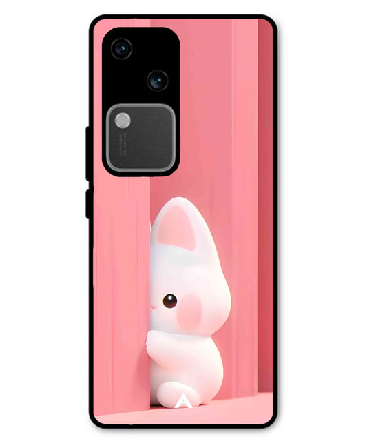 Pink Bunny Metal Back Cover Phone Case for Vivo v30