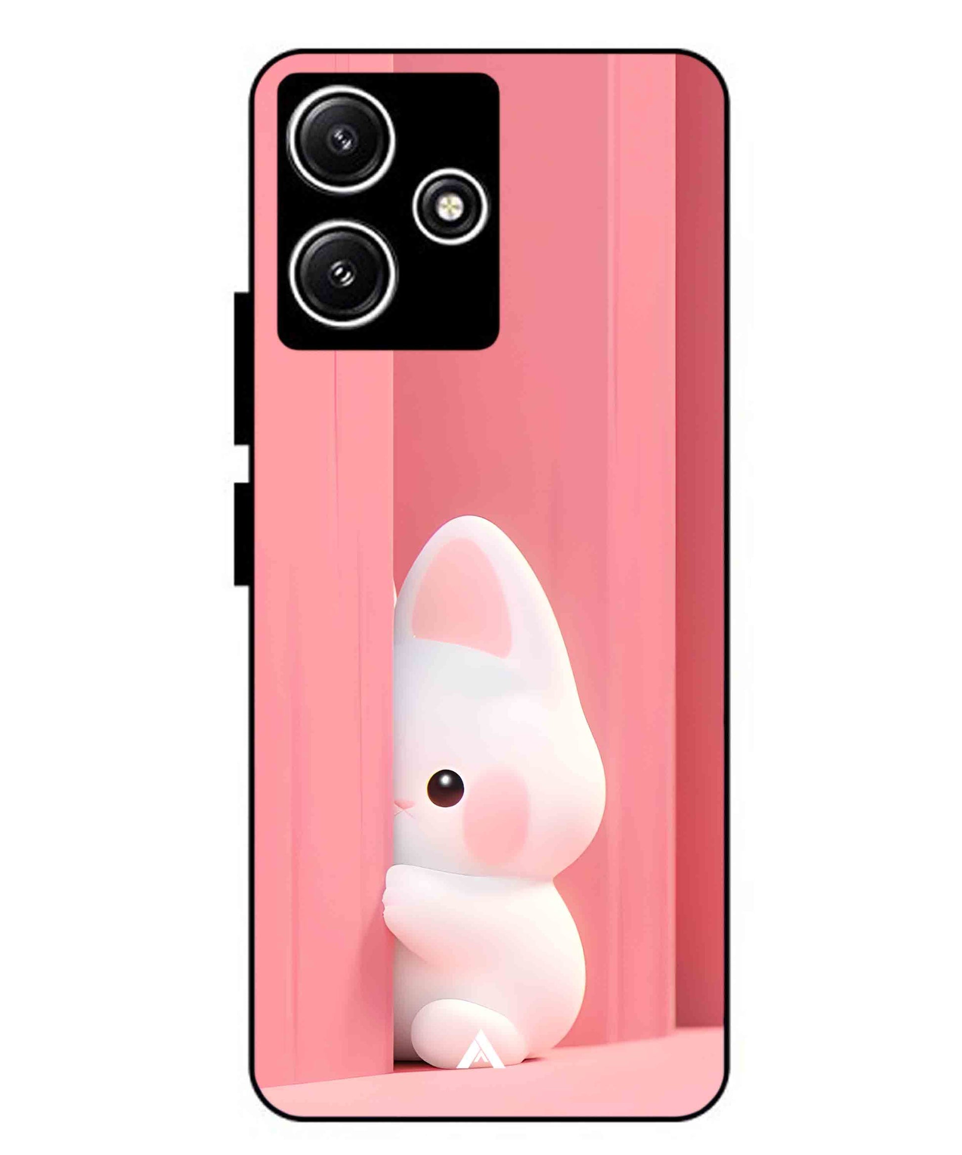 Pink Bunny Metal Back Cover Phone Case for Xiaomi Redmi 12 5G