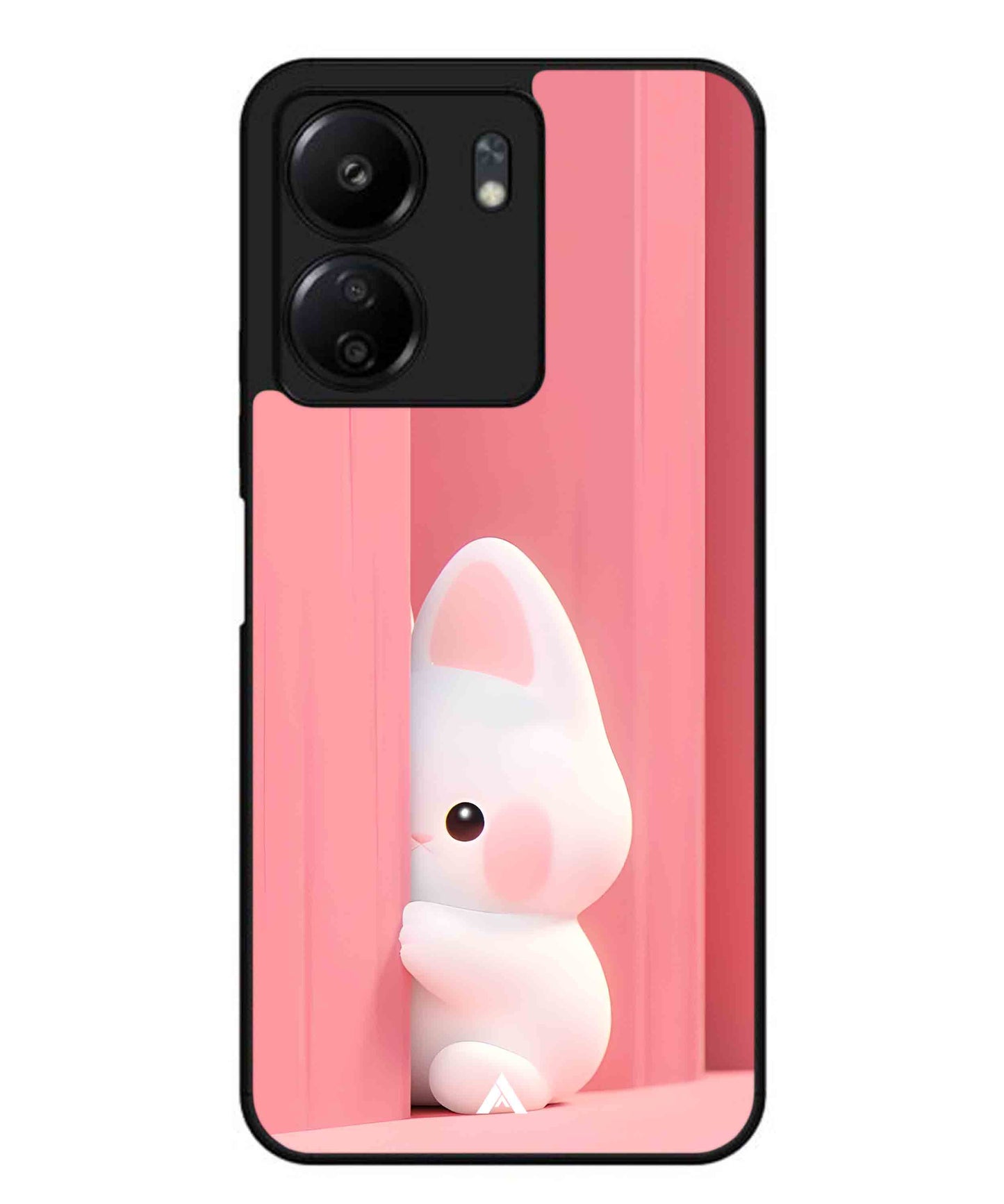 Pink Bunny Metal Back Cover Phone Case for Xiaomi Redmi 13C 4G