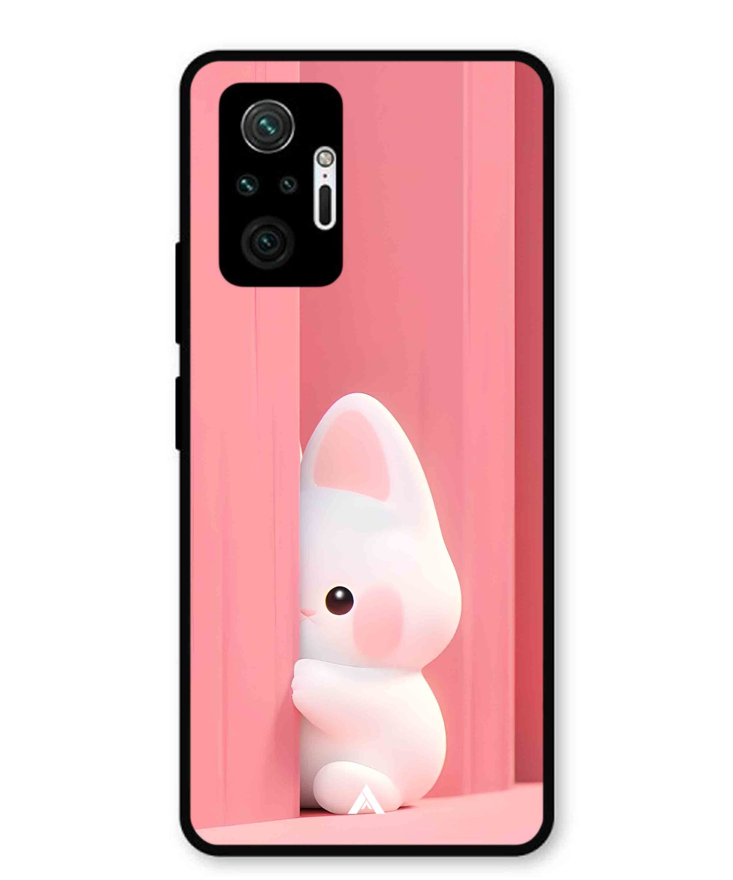 Pink Bunny Metal Back Cover Phone Case for Xiaomi Redmi Note 10 Pro Plus