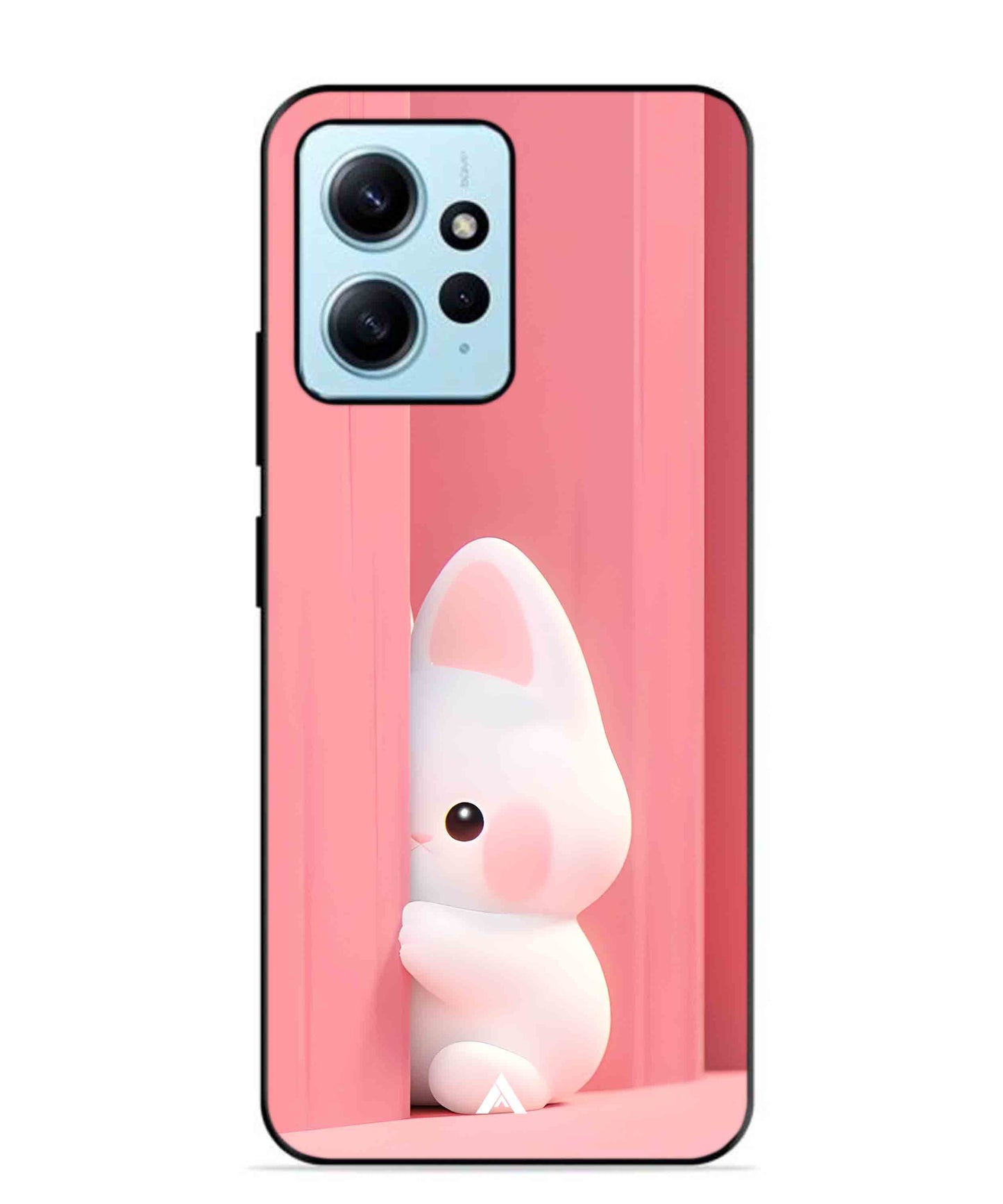Pink Bunny Metal Back Cover Phone Case for Xiaomi Redmi Note 12 4G