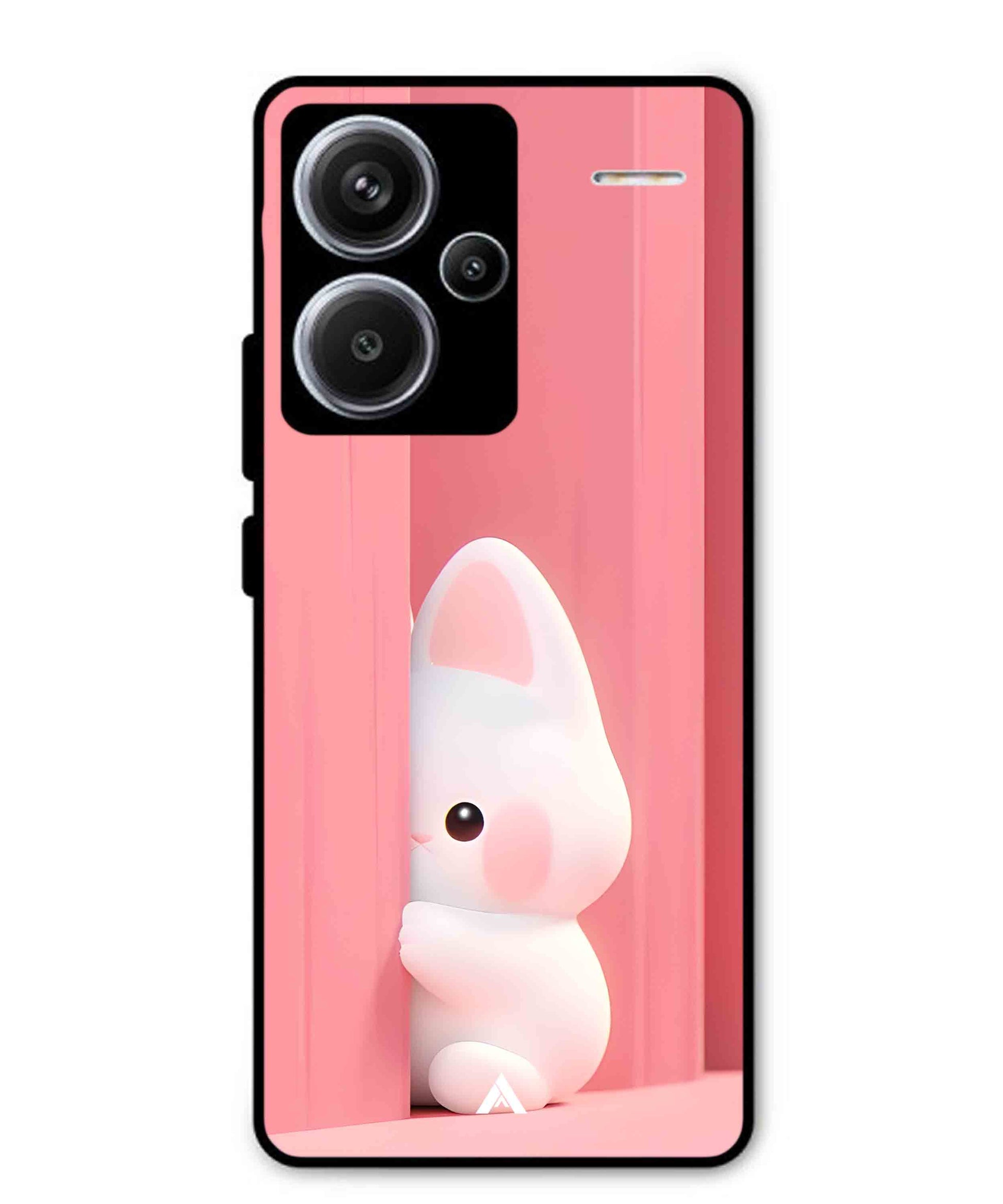 Pink Bunny Metal Back Cover Phone Case for Xiaomi Redmi Note 13 Pro Plus