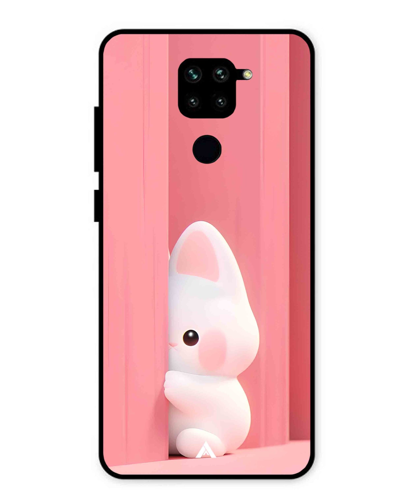 Pink Bunny Metal Back Cover Phone Case for Xiaomi Redmi Note 9