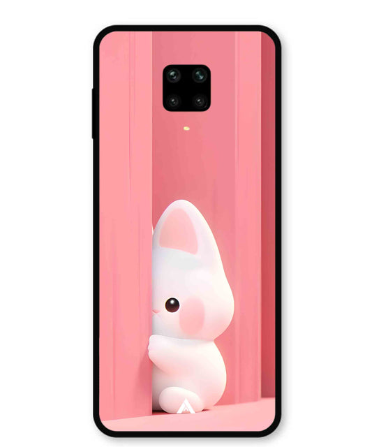 Pink Bunny Metal Back Cover Phone Case for Xiaomi Redmi Note 9 Pro