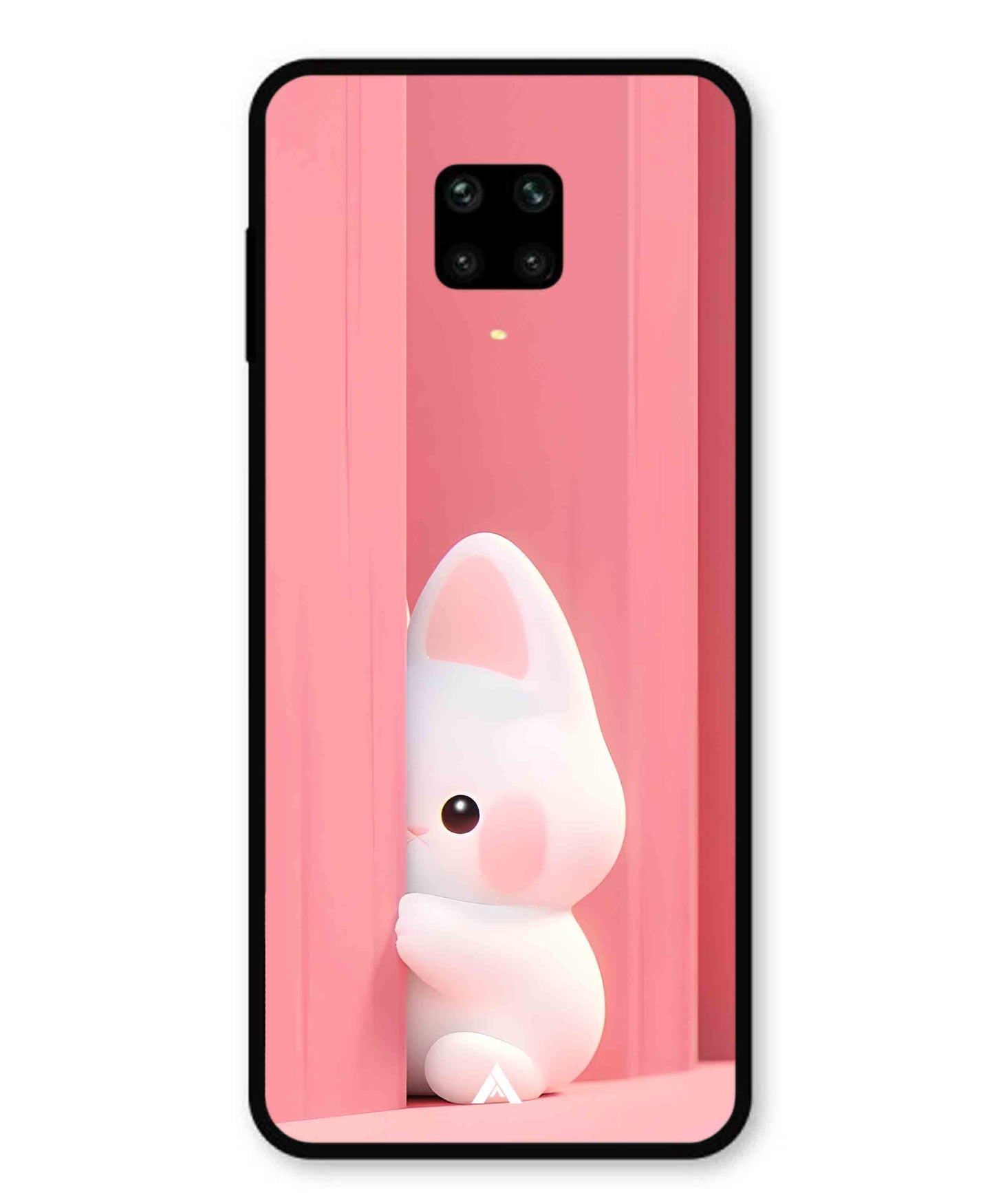 Pink Bunny Metal Back Cover Phone Case for Xiaomi Redmi Note 9 Pro Max