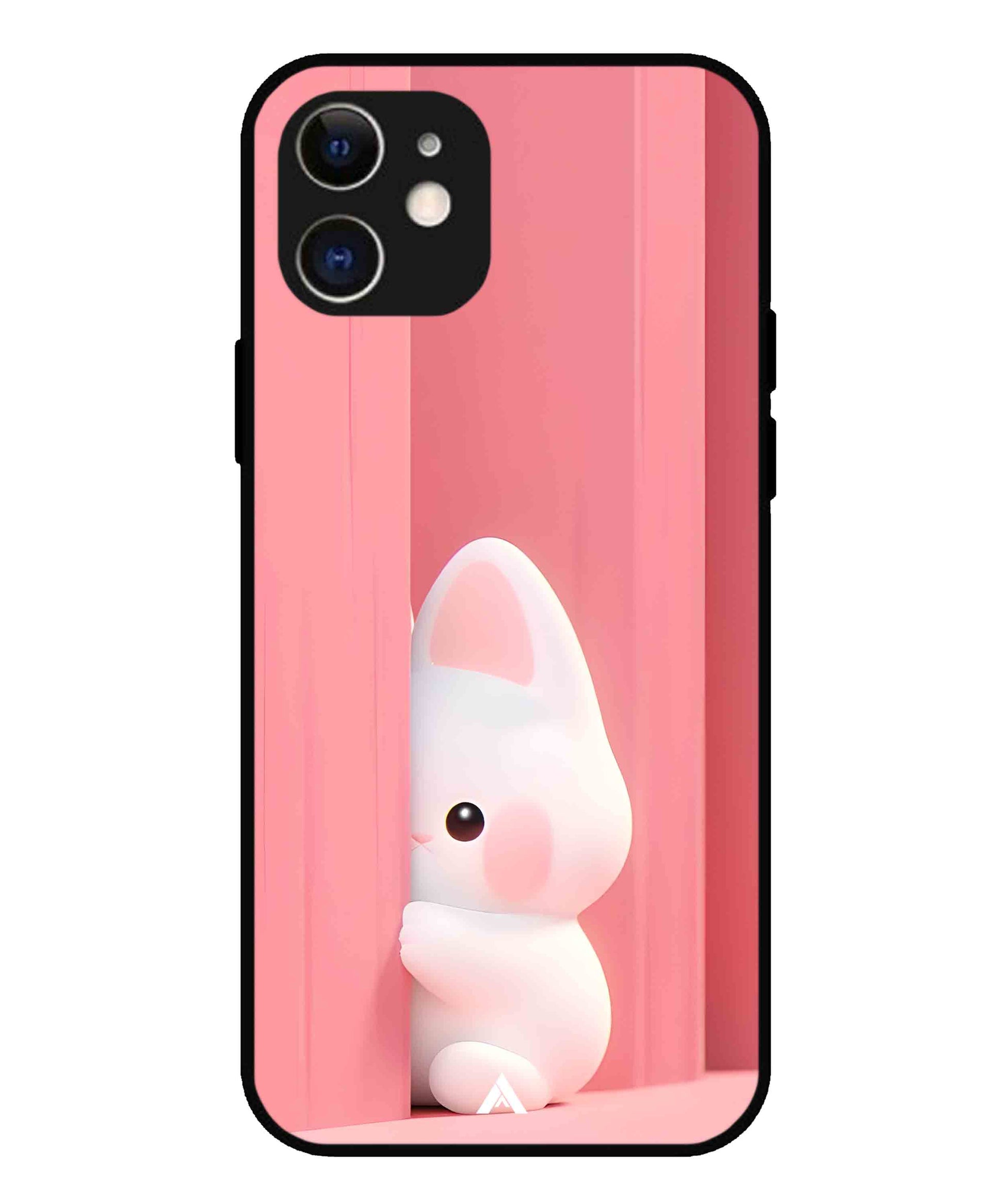 Pink Bunny Metal Back Cover Phone Case for iPhone 12