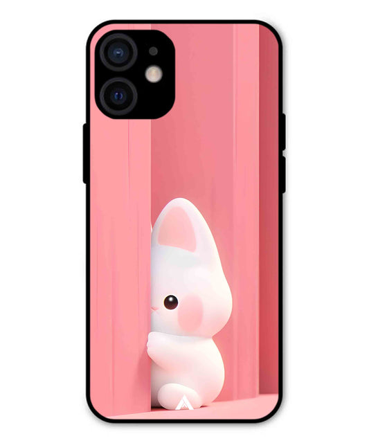 Pink Bunny Metal Back Cover Phone Case for iPhone 12 Mini