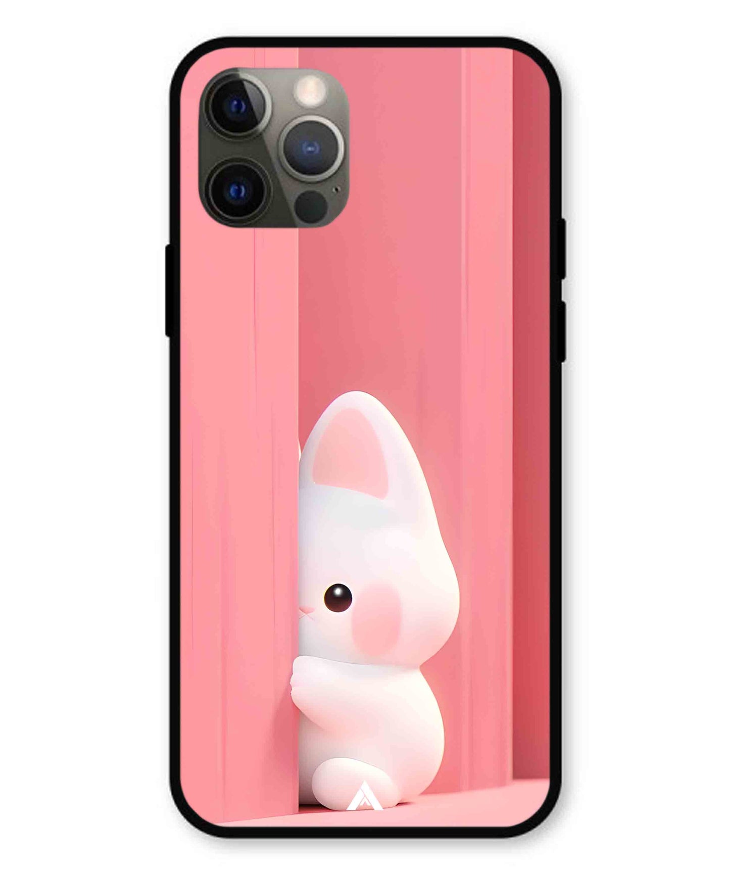 Pink Bunny Metal Back Cover Phone Case for iPhone 12 Pro