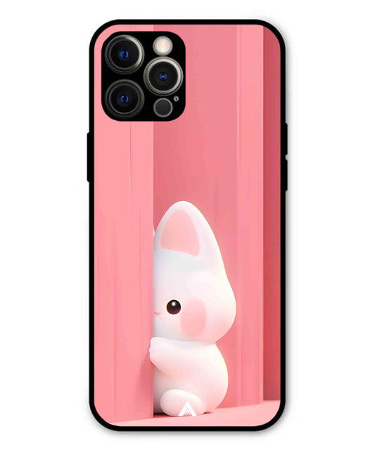 Pink Bunny Metal Back Cover Phone Case for iPhone 12 Pro Max