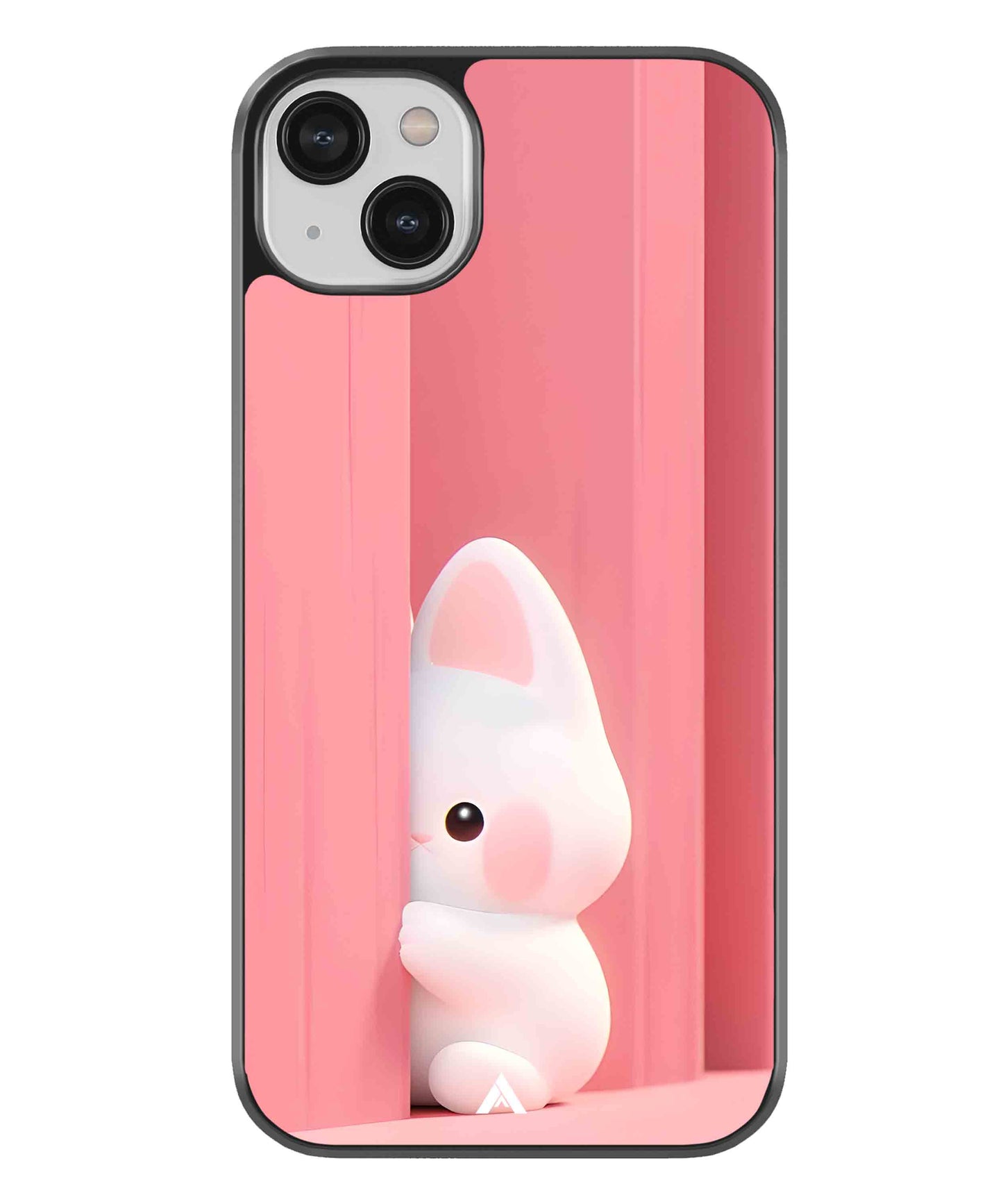 Pink Bunny Metal Back Cover Phone Case for iPhone 13