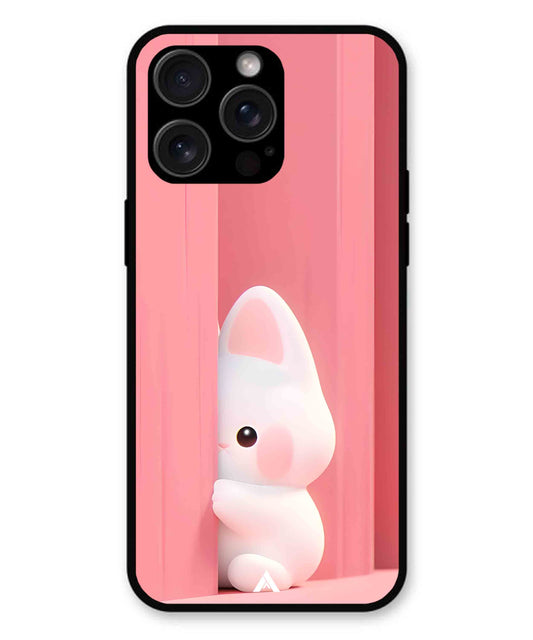 Pink Bunny Metal Back Cover Phone Case for iPhone 13 Pro Max