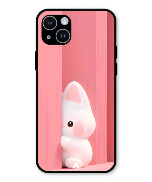 Pink Bunny Metal Back Cover Phone Case for iPhone 14