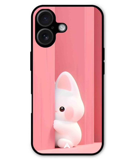 Pink Bunny Metal Back Cover Phone Case for iPhone 16
