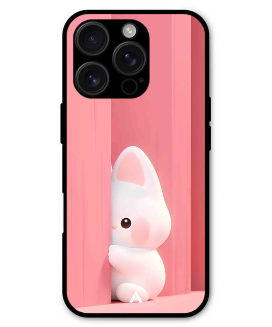 Pink Bunny Metal Back Cover Phone Case for iPhone 16 ProMax