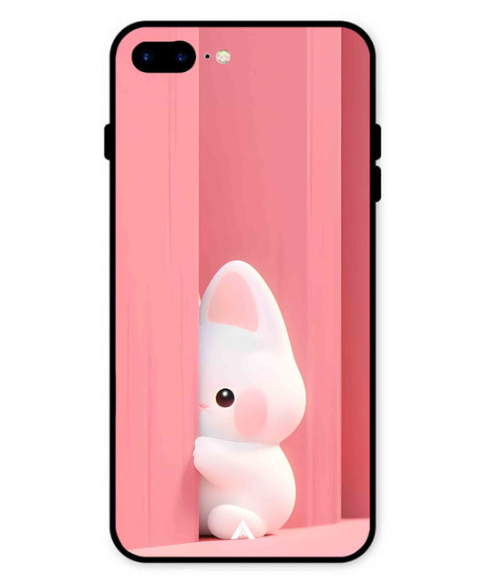 Pink Bunny Metal Back Cover Phone Case for iPhone 8 Plus