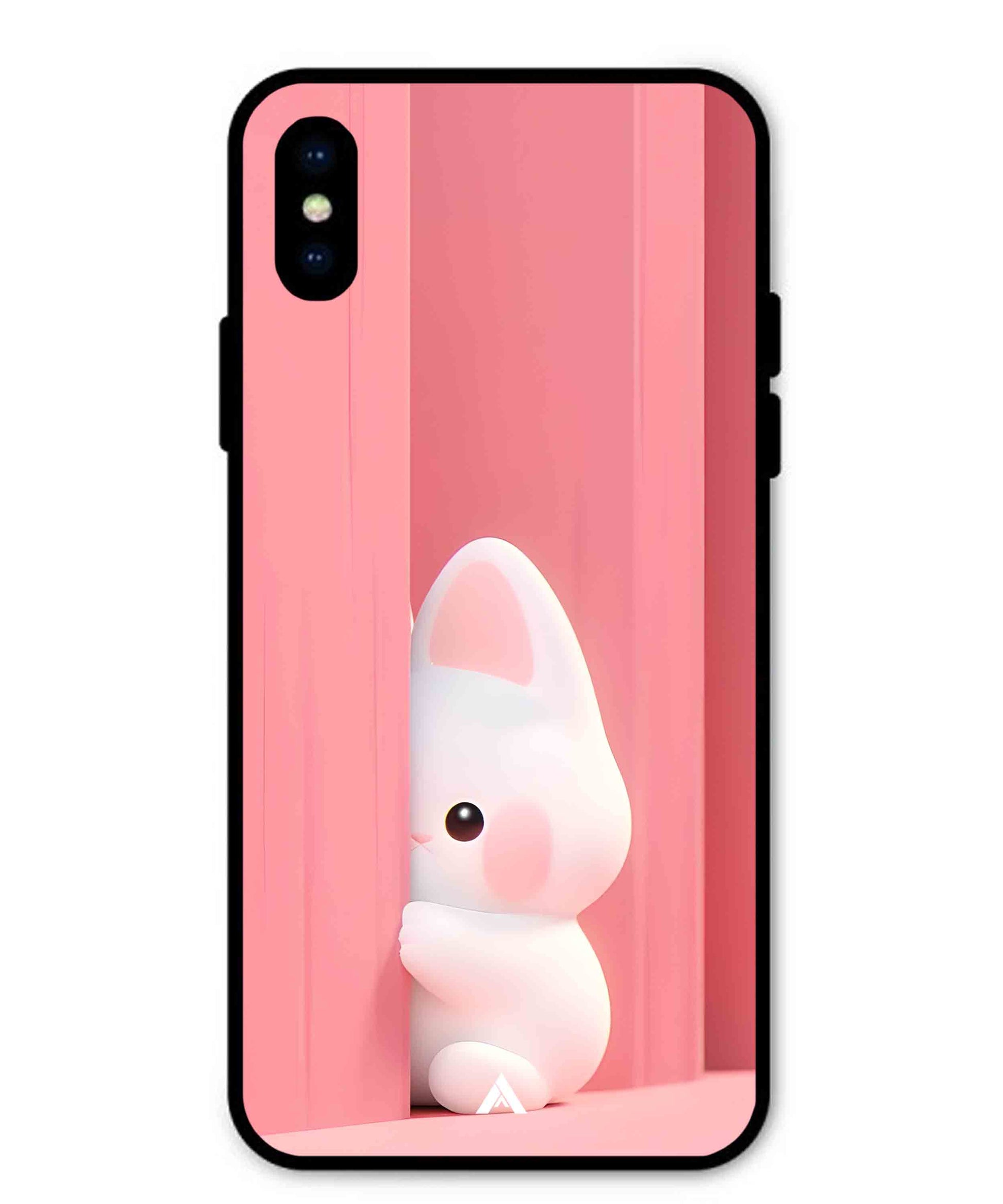 Pink Bunny Metal Back Cover Phone Case for iPhone X
