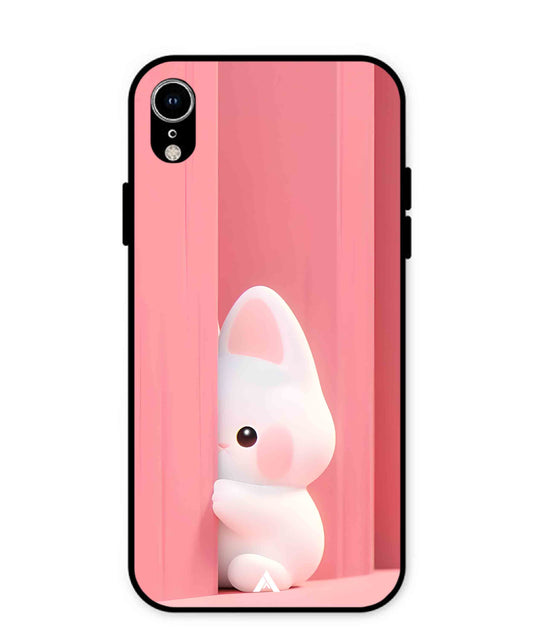 Pink Bunny Metal Back Cover Phone Case for iPhone Xr