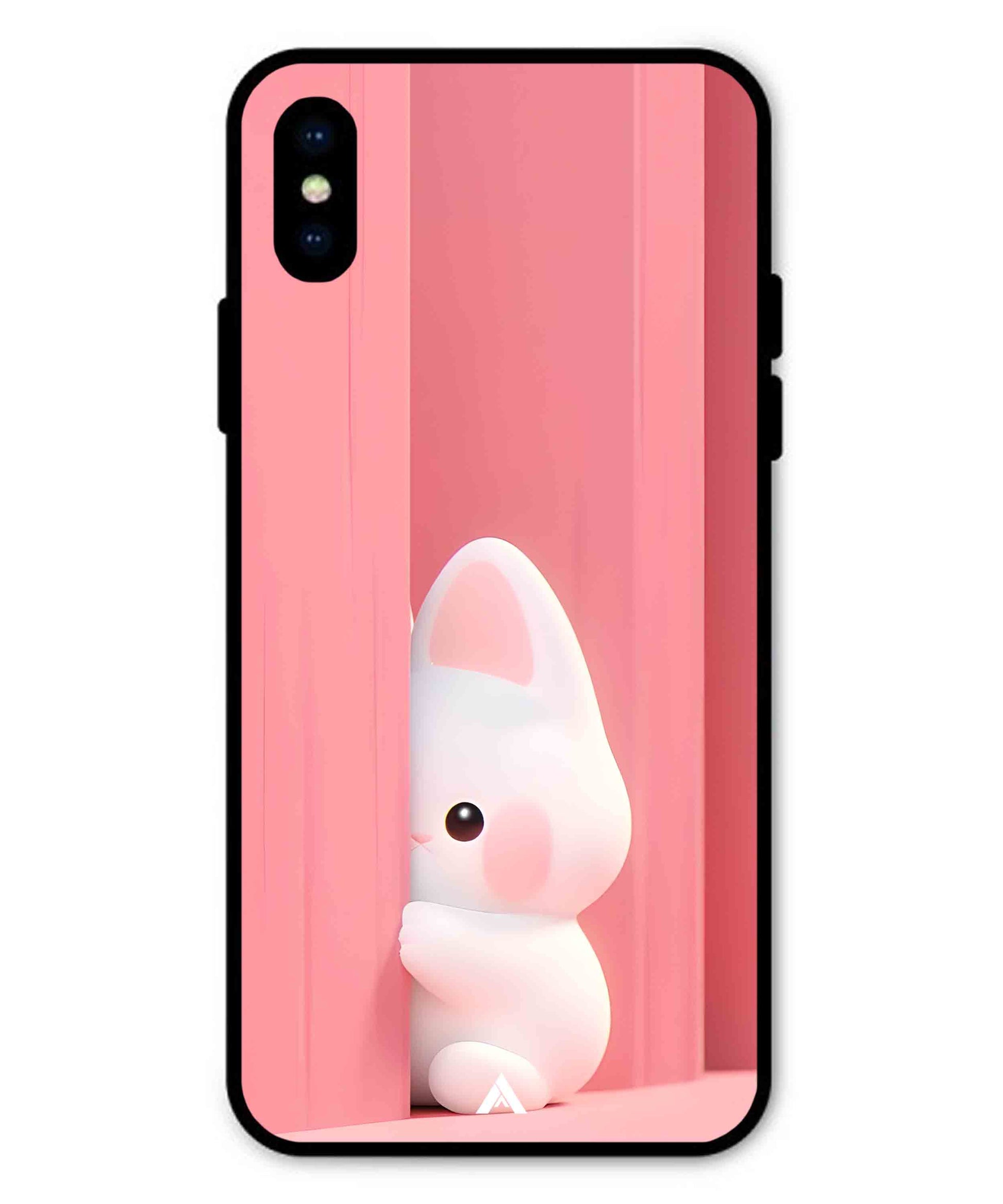 Pink Bunny Metal Back Cover Phone Case for iPhone Xs