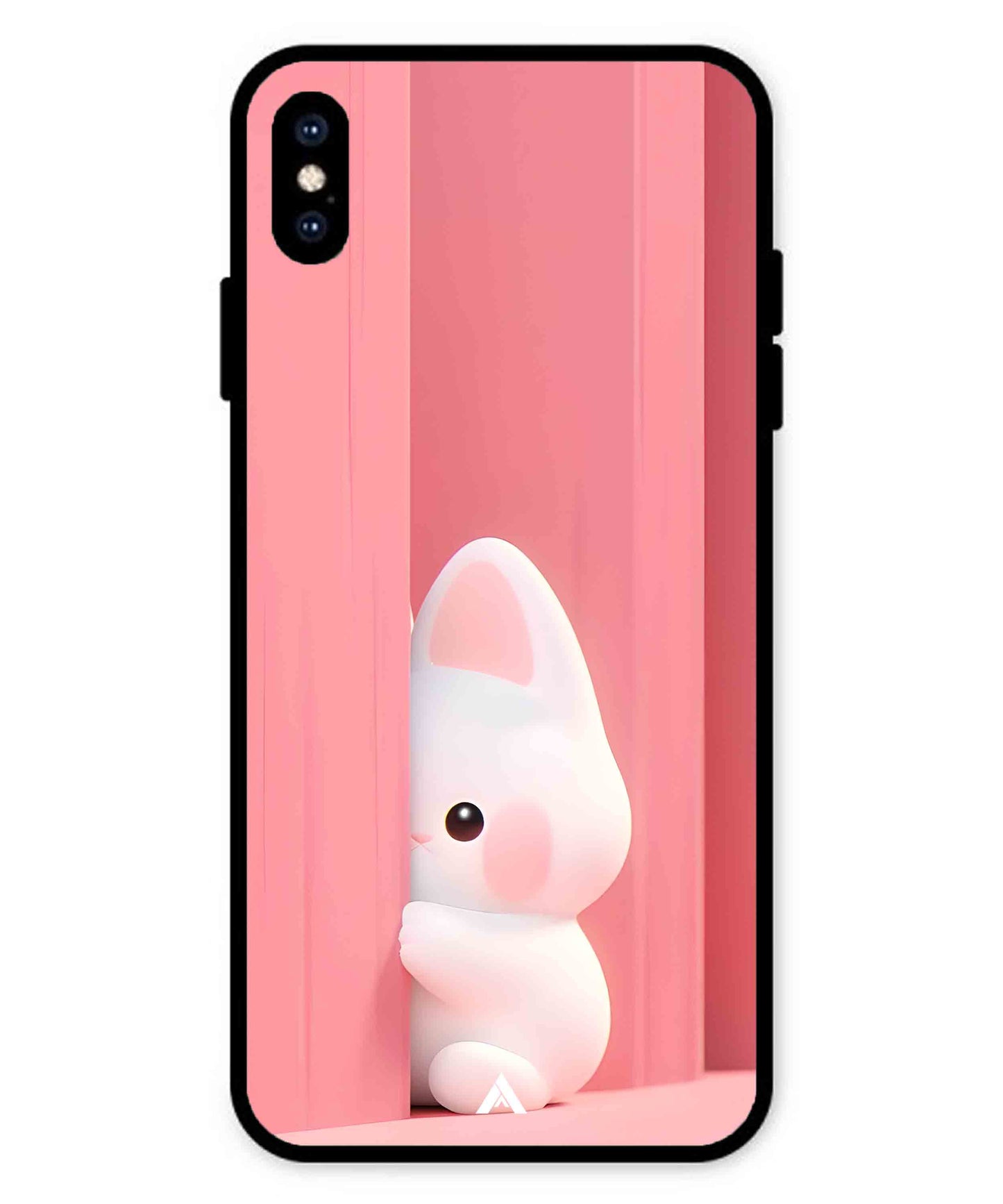 Pink Bunny Metal Back Cover Phone Case for iPhone Xs Max