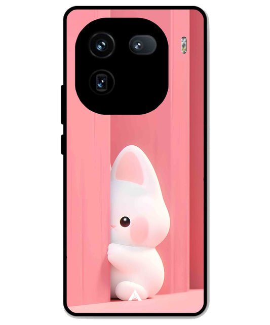 Pink Bunny Metal Back Cover Phone Case for iQOO 12