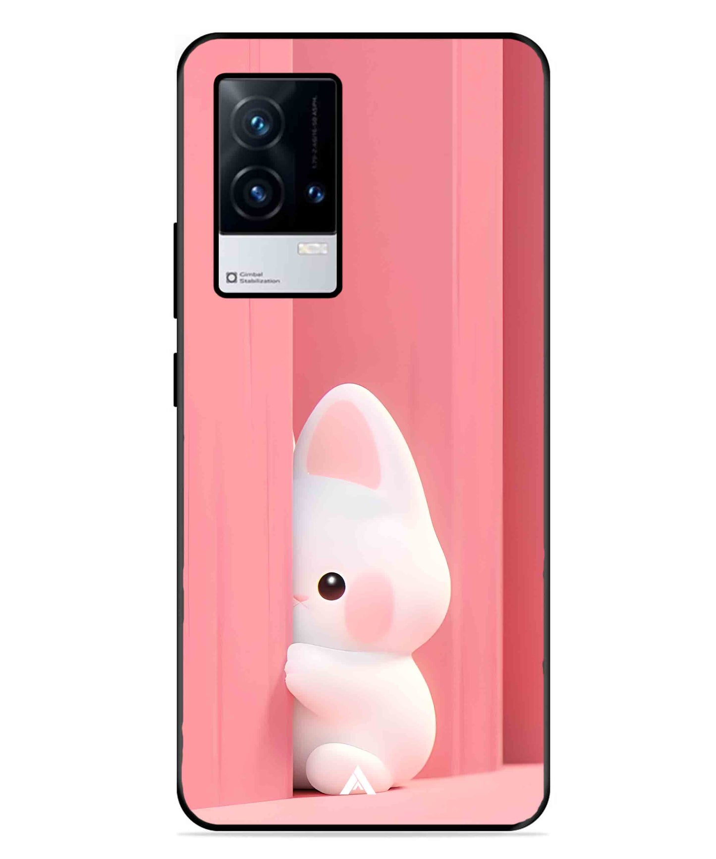 Pink Bunny Metal Back Cover Phone Case for iQOO 8