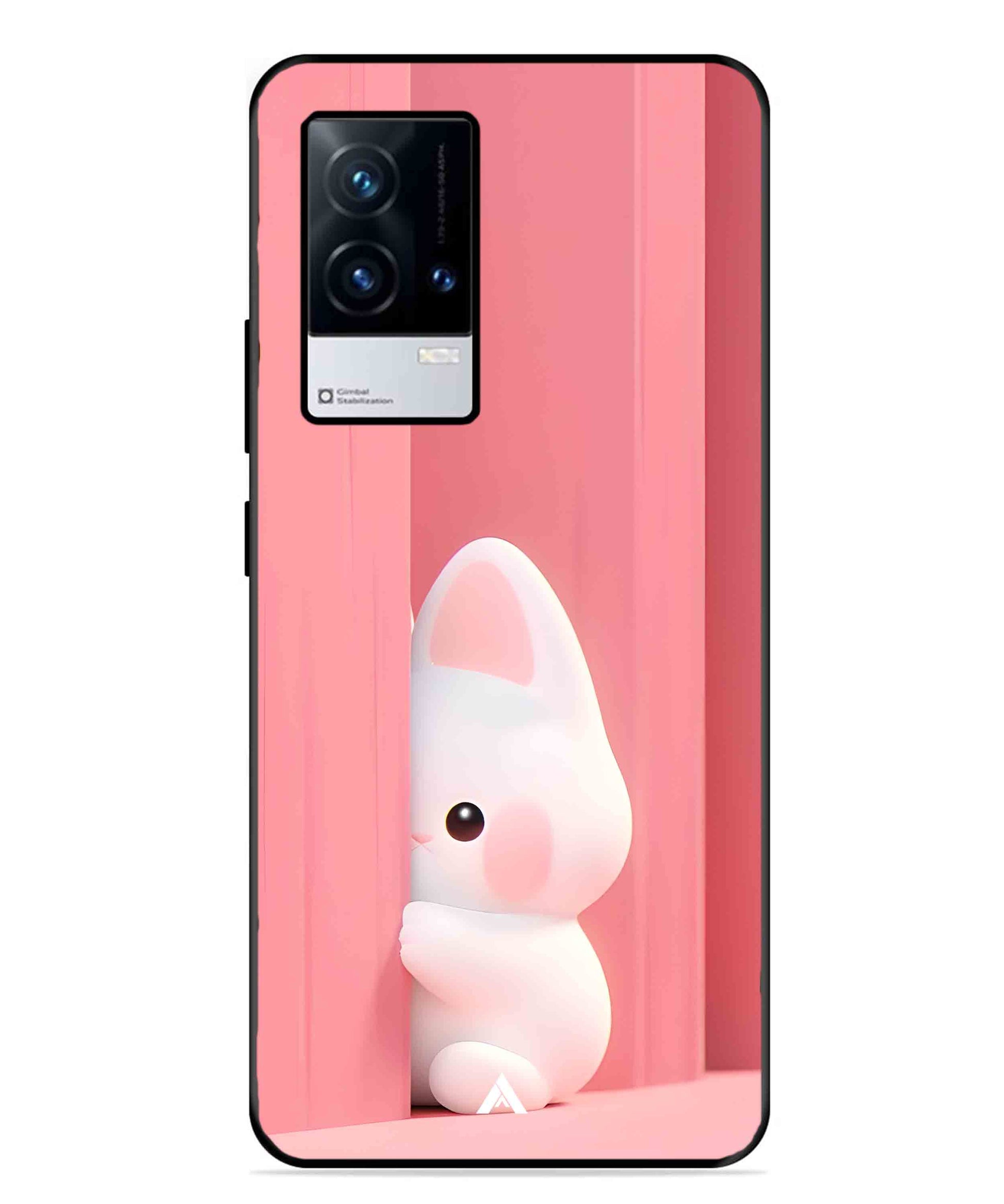 Pink Bunny Metal Back Cover Phone Case for iQOO 9